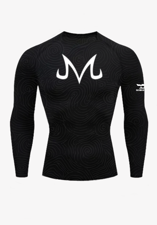 Majin Buu Long Sleeve Compression/Rash Guard Shirt in Black