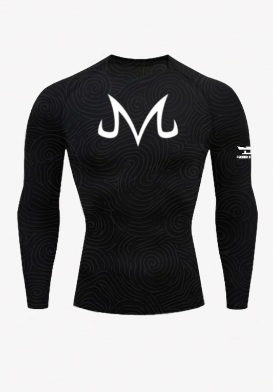 Majin Buu Long Sleeve Compression/Rash Guard Shirt in Black