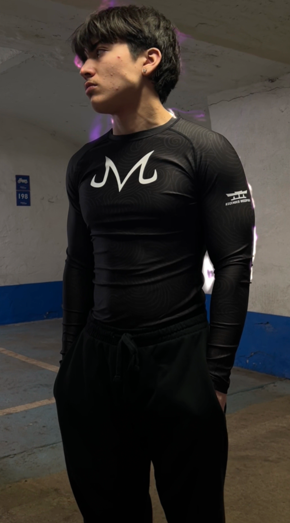 Majin Buu Long Sleeve Compression Shirt in Black